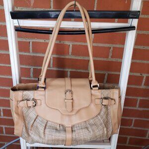 EUC BLOOMINGDALE'S double handle allure tan satchel handbag (OS)